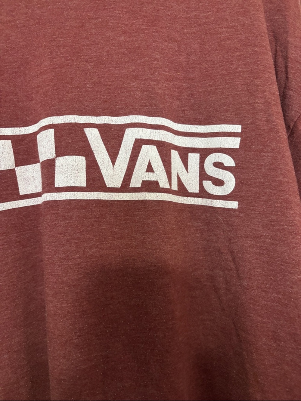 Vans Maroon Long Sleeve Tee with White Checker Logo - Picture 2 of 4